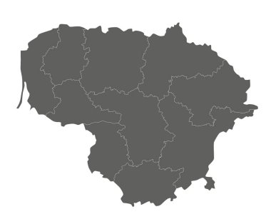 Vector regional blank map of Lithuania with counties and administrative divisions. Editable and clearly labeled layers. clipart