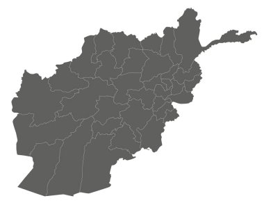 Afganistan 'ın vilayetleri, bölgeleri ve idari bölümleri olan boş haritasını oluşturun. Düzenlenebilir ve etiketlenebilir katmanlar.
