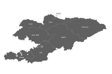 Vector map of Kyrgyzstan with regions and administrative divisions. Editable and clearly labeled layers. clipart