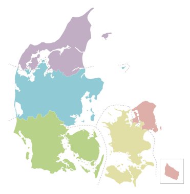 Vector blank map of Denmark with regions or territories and administrative divisions. Editable and clearly labeled layers. clipart