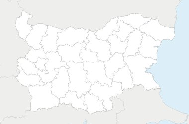 Bulgaristan 'ın vilayetleri, idari bölümleri, komşu ülkeler ve toprakları ile ilgili bölgesel boş haritasını oluşturun. Düzenlenebilir ve etiketlenebilir katmanlar.