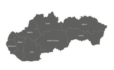 Vector map of Slovakia or Slovak Republic with regions or territories and administrative divisions. Editable and clearly labeled layers. clipart