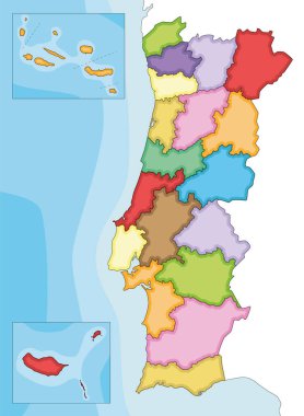 Portekiz 'in bölgeleri, özerk bölgeleri ve idari bölümleri, komşu ülkeler ve bölgeleri ile ilgili bölgesel boş haritasını çizdi. Düzenlenebilir ve etiketlenebilir katmanlar.