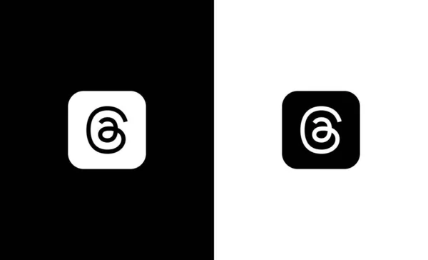 ソーシャルメディアのロゴアイコン 黒と白のスレッド — ストックベクタ