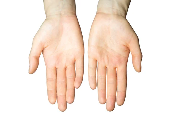 Жіночі Руки Перед Білим Тлом — стокове фото