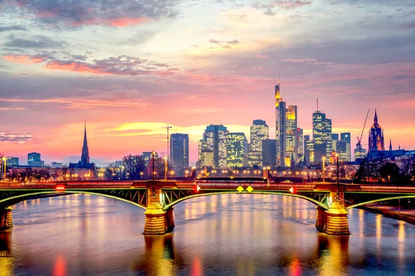 Skyline Frankfurt Main Hessen Duitsland — Stockfoto