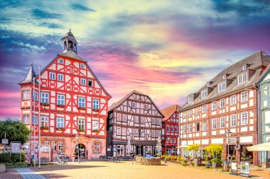 Eski Gruenberg pazarı, Hessen, Almanya 