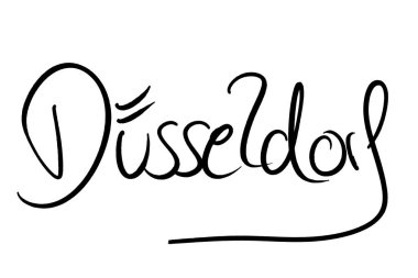 Duesseldorf, beyaz üzerine siyah el yazısı. 