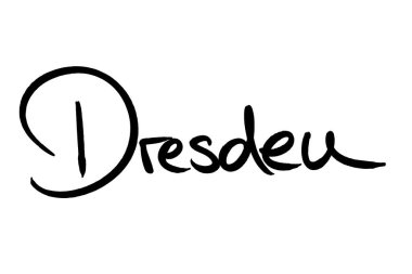 Dresden, beyaz üzerine siyah el yazısı. 
