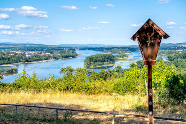 From from Rochusberg over Rhine Islands, Ruedesheim, Bingen, Germany 