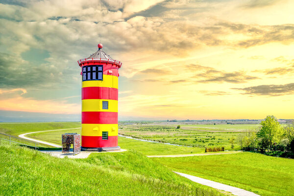 Lighthouse in Pilsum, Krummhoern, Germany 