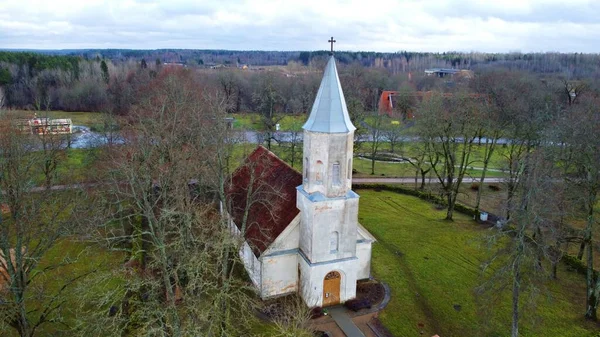 Pequena Igreja Luterana Nos Arredores Vila Letã Renda Janeiro 2023 — Fotografia de Stock