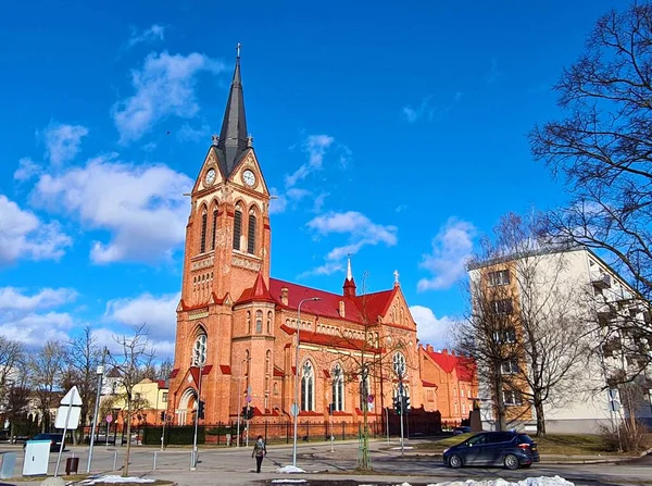 Pyhän Neitsyt Marian Katedraali Latvian Jelgavan Kaupungissa Maaliskuussa 2023 — kuvapankkivalokuva