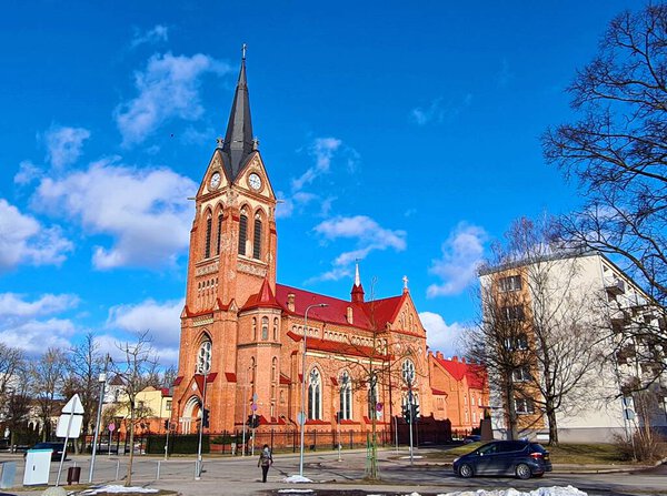 Cathedral of the Blessed Virgin Mary in Latvian city of Jelgava in March 2023.