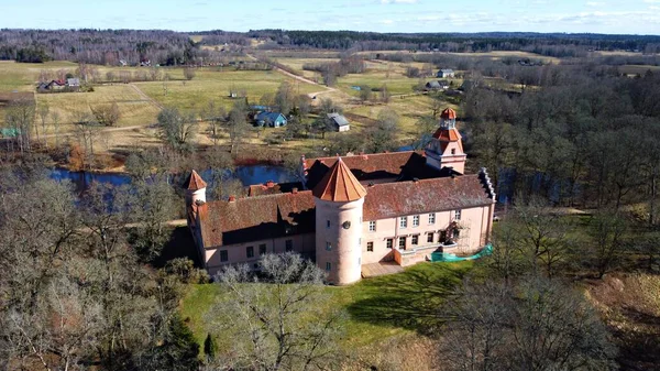 Ancien Beau Château Edole Sur Territoire Lettonie Début Printemps 2023 — Photo