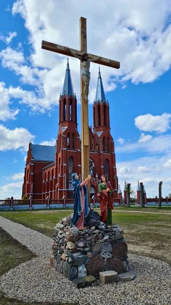 Iglesia Del Sagrado Corazón Jesús Cerca Del Pueblo Letón Liksna —  Fotos de Stock