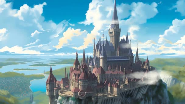 童话王国城堡的动画镜头 — 图库视频影像