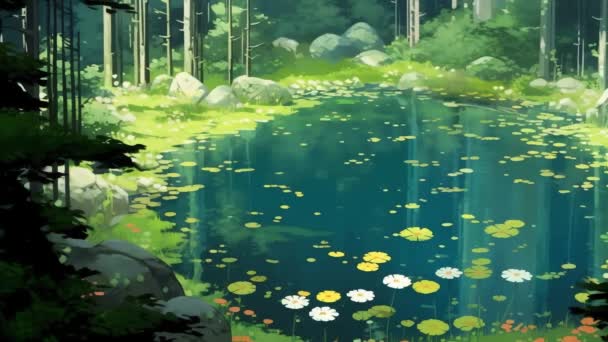 森の中央にある小さな池 — ストック動画