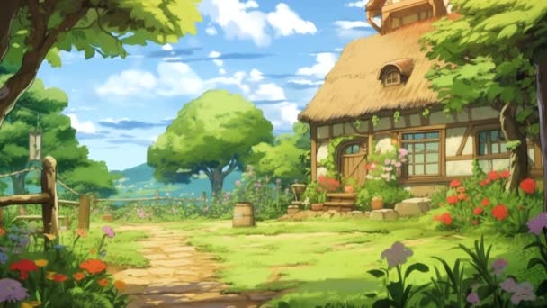 Anime Materiał Filmowy Wiejskiego Domu — Wideo stockowe
