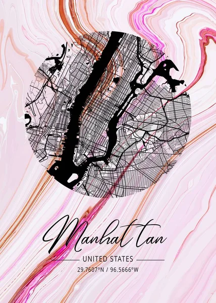 Manhattan - United States Amaryllis Marble Map is beautiful prints of the world\'s most famous cities. You will not find a similar print at this great price.
