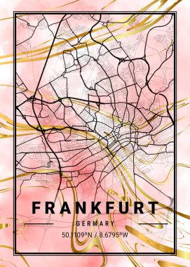 Frankfurt - Almanya Kaktüs Mermer Haritası dünyanın en ünlü şehirlerinin güzel bir kopyası. Bu fiyata böyle bir baskı bulamazsın..