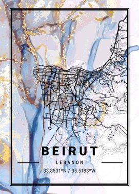 Beyrut - Lübnan Camomile Mermer Haritası dünyanın en ünlü şehirlerinin güzel birer kopyası. Bu fiyata böyle bir baskı bulamazsın..