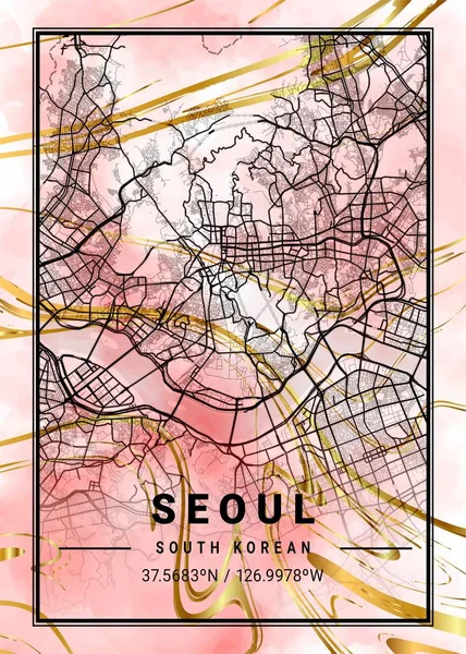 stock image Seoul - South Korean Cactus Marble Map is beautiful prints of the world's most famous cities. You will not find a similar print at this great price.