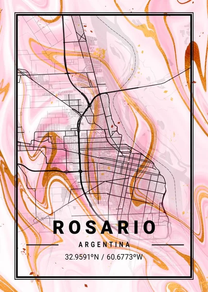 Rosario Arjantin Kamelya Mermer Haritası Dünyanın Ünlü Şehirlerinin Güzel Bir — Stok fotoğraf