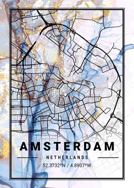 Άμστερνταμ Ολλανδία Χάρτης Χαμομηλιού Είναι Όμορφες Εκτυπώσεις Από Τις Πιο — Φωτογραφία Αρχείου