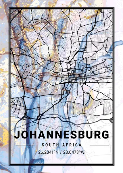 Johannesburgo Sudáfrica Camomile Marble Map Hermoso Estampado Las Ciudades Más — Foto de Stock