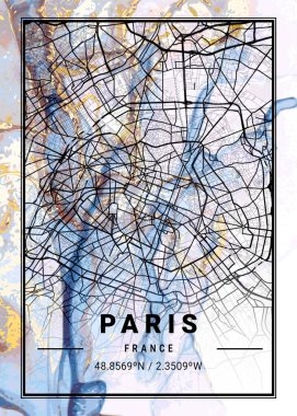 Paris - Fransa Camomile Mermer Haritası dünyanın en ünlü şehirlerinin güzel bir kopyası. Bu fiyata böyle bir baskı bulamazsın..