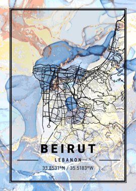 Beyrut - Lübnan Campanula Mermer Haritası dünyanın en ünlü şehirlerinin güzel bir kopyası. Bu fiyata böyle bir baskı bulamazsın..