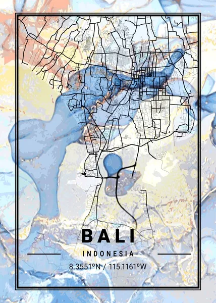 Bali Indonesien Campanula Marble Map Vackra Utskrifter Världens Mest Kända — Stockfoto