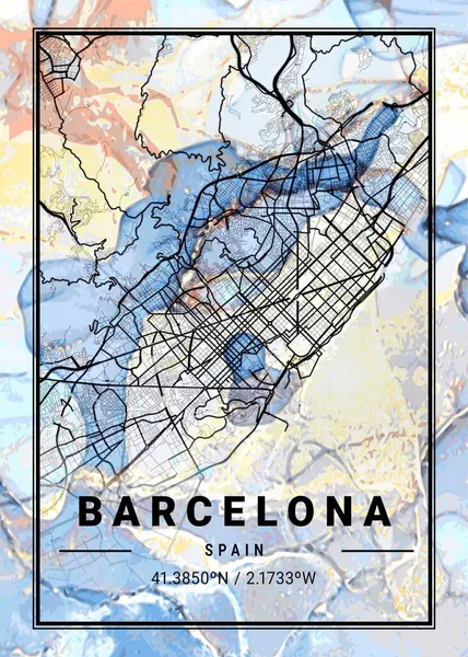 바르셀로나 스페인 캄파눌라 스페인어 Campanula Marble Map 세계에서 도시들의 아름다운 — 스톡 사진