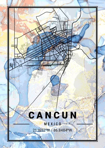 stock image Cancun - Mexico Campanula Marble Map is beautiful prints of the world's most famous cities. You will not find a similar print at this great price.