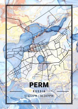 Perm - Rusya Campanula Mermer Haritası dünyanın en ünlü şehirlerinin güzel bir kopyası. Bu fiyata böyle bir baskı bulamazsın..