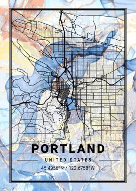 Portland - ABD Campanula Mermer Haritası dünyanın en ünlü şehirlerinin güzel bir kopyası. Bu fiyata böyle bir baskı bulamazsın..