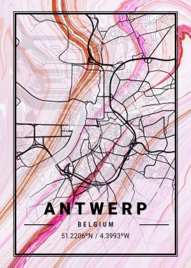 Antwerp - Belçika Clematis Mermer Haritası dünyanın en ünlü şehirlerinin güzel bir kopyası. Bu fiyata böyle bir baskı bulamazsın..