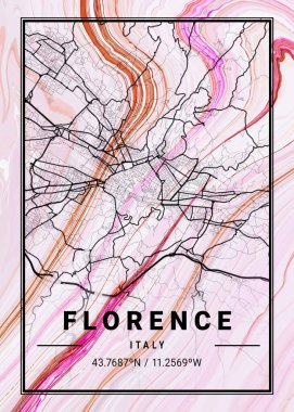 Florence - İtalya Clematis Mermer Haritası dünyanın en ünlü şehirlerinin güzel bir kopyası. Bu fiyata böyle bir baskı bulamazsın..