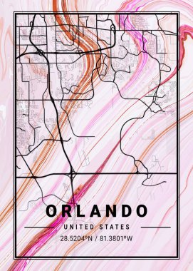 Orlando - Birleşik Devletler Clematis Mermer Haritası dünyanın en ünlü şehirlerinin güzel bir kopyası. Bu fiyata böyle bir baskı bulamazsın..