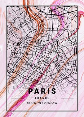 Paris - Fransa Clematis Mermer Haritası dünyanın en ünlü şehirlerinin güzel bir kopyası. Bu fiyata böyle bir baskı bulamazsın..