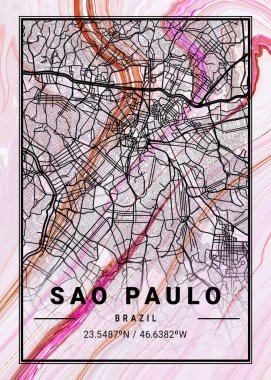 Sao Paulo - Brezilya Clematis Mermer Haritası dünyanın en ünlü şehirlerinin güzel bir kopyası. Bu fiyata böyle bir baskı bulamazsın..