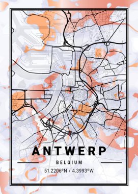 Antwerp - Belçika Horozibiği Mermer Haritası dünyanın en ünlü şehirlerinin güzel baskılarıdır. Bu fiyata böyle bir baskı bulamazsın..