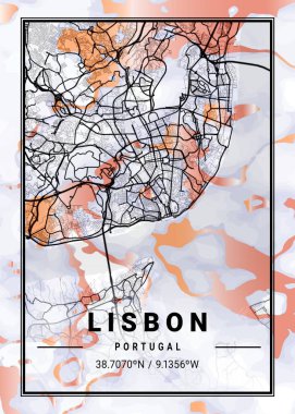 Lizbon - Portekiz Horoz Tarağı Mermer Haritası dünyanın en ünlü şehirlerinin güzel bir kopyası. Bu fiyata böyle bir baskı bulamazsın..