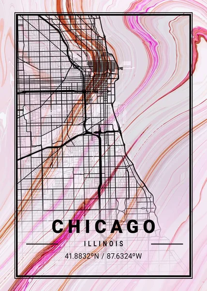 stock image Chicago - United States Clematis Marble Map is beautiful prints of the world's most famous cities. You will not find a similar print at this great price.