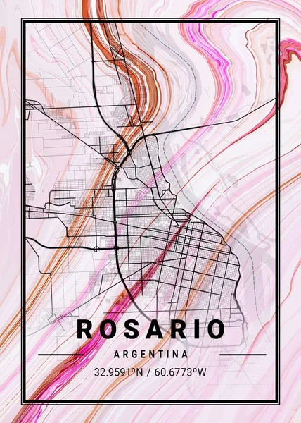 Rosario Argentina Clematis Marble Map Uma Bela Estampa Das Cidades — Fotografia de Stock