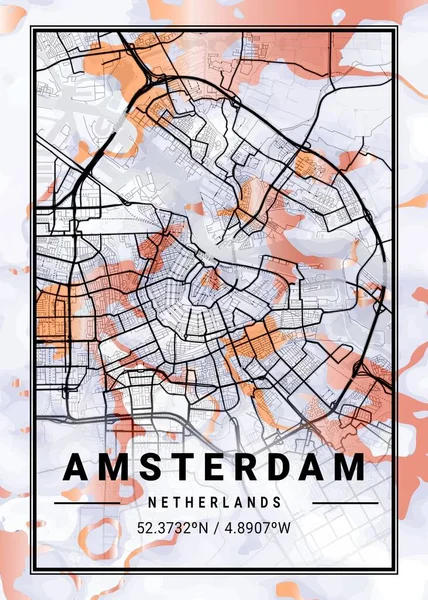 Amsterdam Holland Cockscomb Marble Map Ist Eine Wunderschöne Kopie Der — Stockfoto