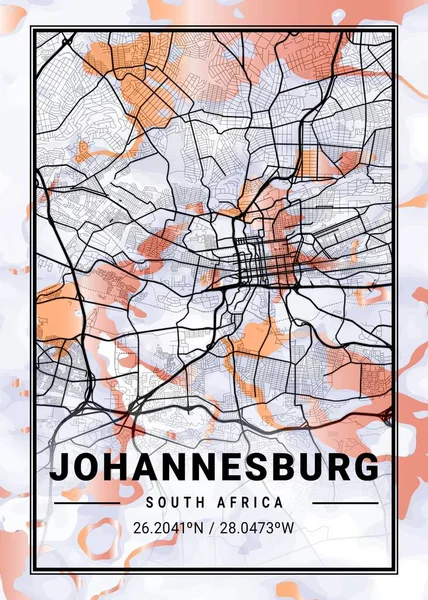 Johannesburgo Sudáfrica Cockscomb Marble Map Hermoso Estampado Las Ciudades Más — Foto de Stock