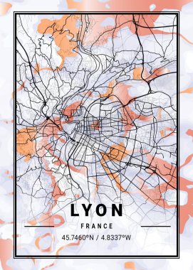 Lyon - France Cockscomb Mermer Haritası dünyanın en ünlü şehirlerinin güzel bir kopyası. Bu fiyata böyle bir baskı bulamazsın..