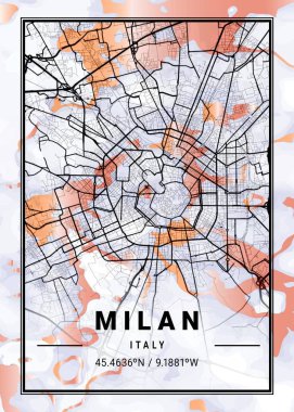 Milan - İtalya Horoz Kovanı Mermer Haritası dünyanın en ünlü şehirlerinin güzel bir kopyası. Bu fiyata böyle bir baskı bulamazsın..